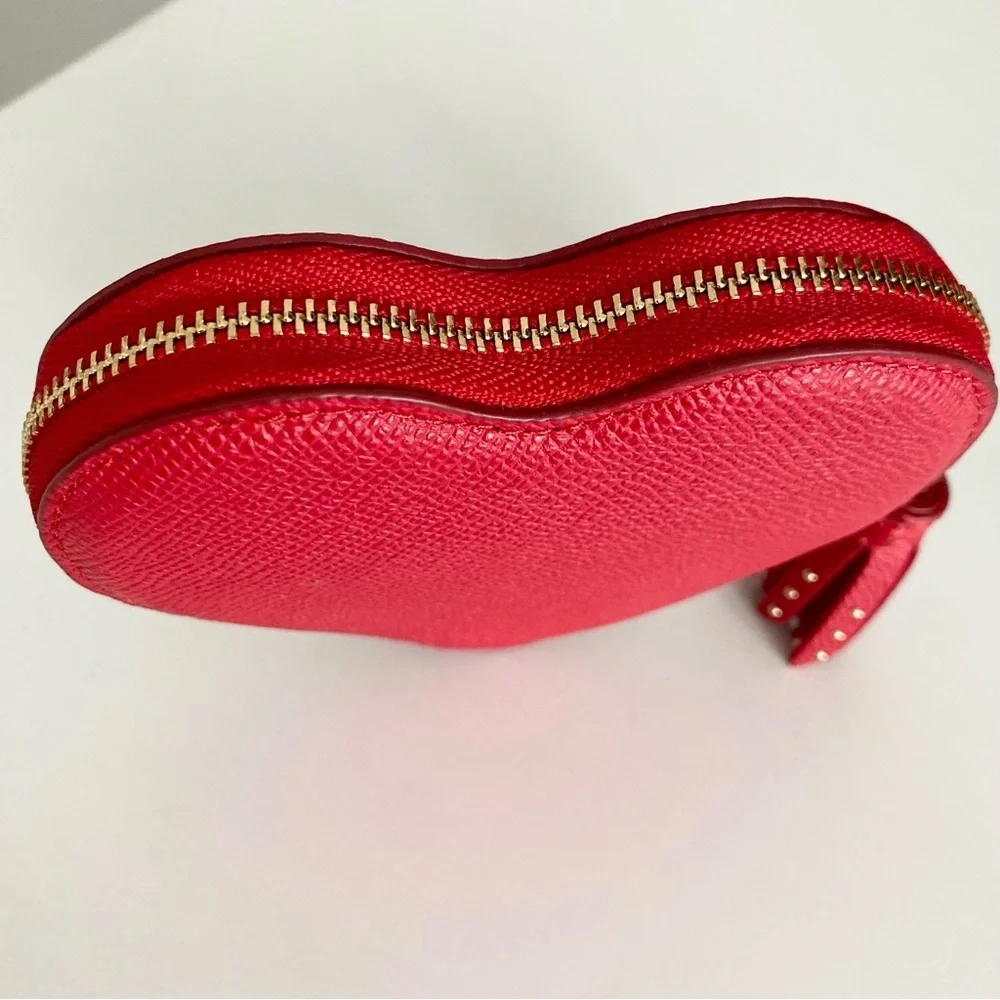 Coach Red Heart Studded Cardholder Coin Purse NWT